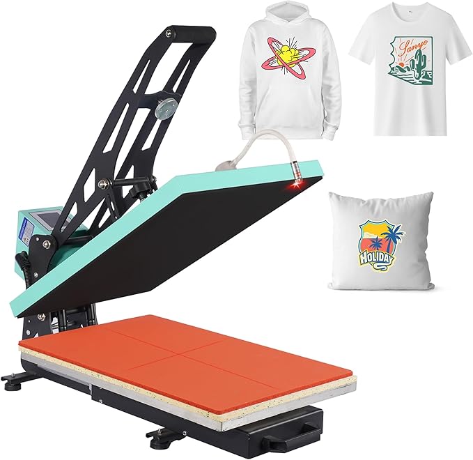 16x24 Heat Press Machine, Semi-Auto, Infrared Positioning, for T Shirts, Garments, Bags, Textiles, Curtains, Mousepads, Perfect for POD & Home DIY & Small Business Customization, Green