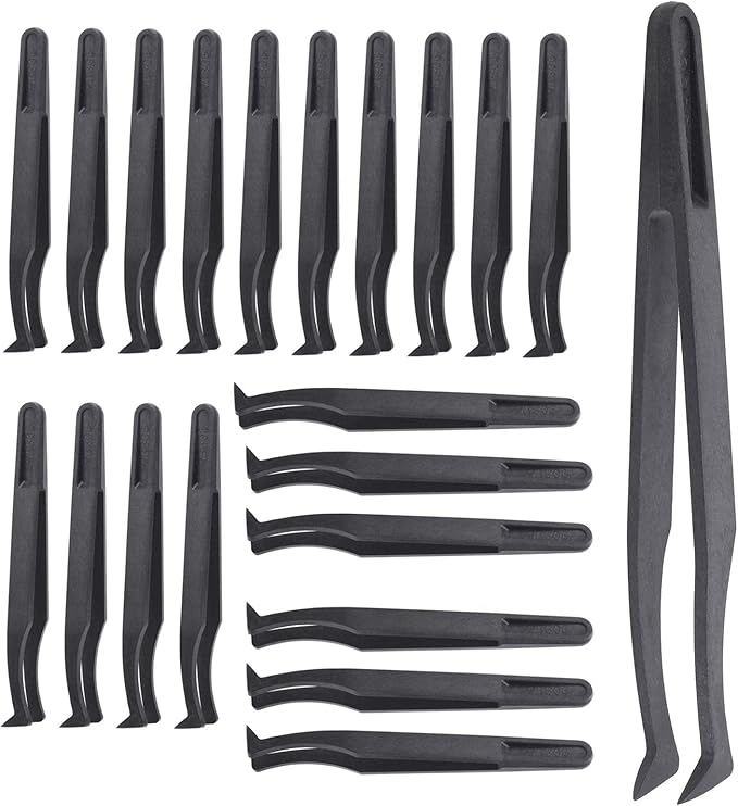 20Pcs Industrial Tweezers, 20Pcs 93306 Anti‑Static Tweezers Accury and Small in Size PPS+carbon Fiber for Processing and Installation Of Components