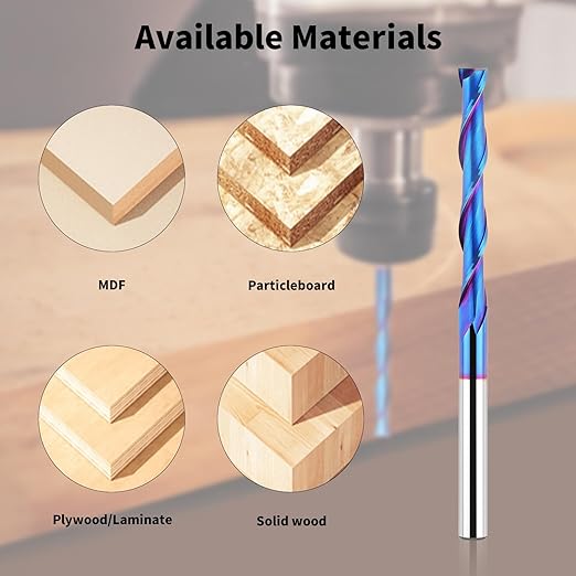 Extra Long 4 Inch Upcut Spiral Router Bit 1/4 Inch Shank, 1/4 Inch Cutting Diameter, Solid Carbide with NACO Coating CNC Router Bits End Mill for Wood Cut, Trimming, Carving