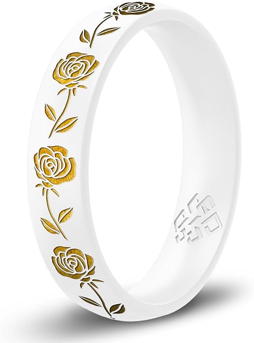 Knot Theory Birth Flower Silicone Ring for Women - 4mm Comfort Fit Wedding Band Engagement Ring