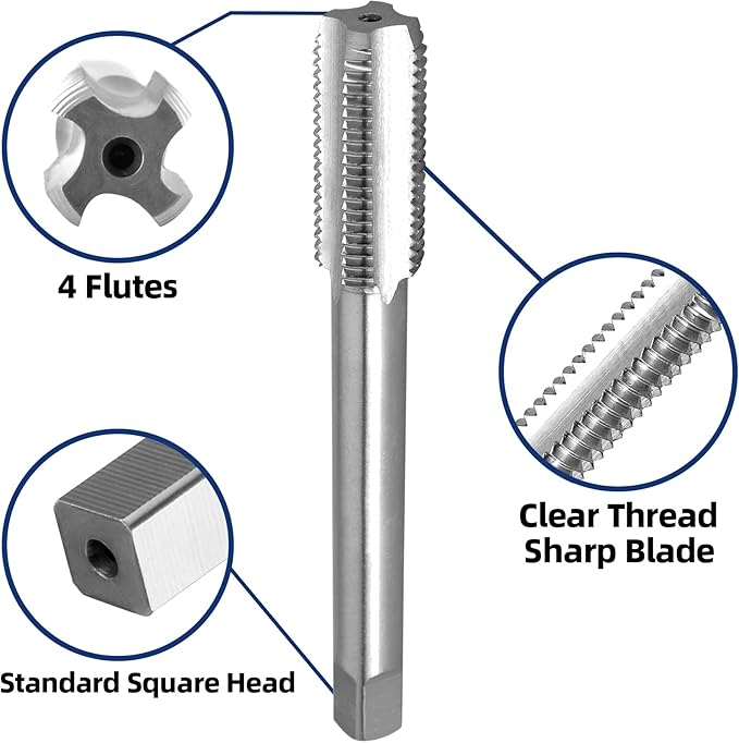 Burkit 1/2"-20 UNF Tap and Die Set, 1/2 x 20 UNF Machine Thread Tap and Round Die Right Hand