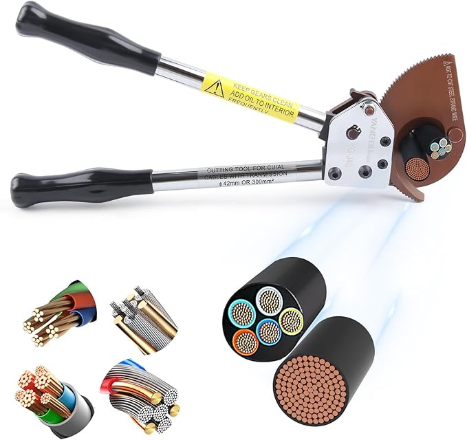 Yangoutool Heavy-Duty Ratcheting Cable Cutters for Large Copper, Aluminum, and Armored Cables - J40 Wire Cutter up to 300 mm짼, Electrical Wire Cutting Tool