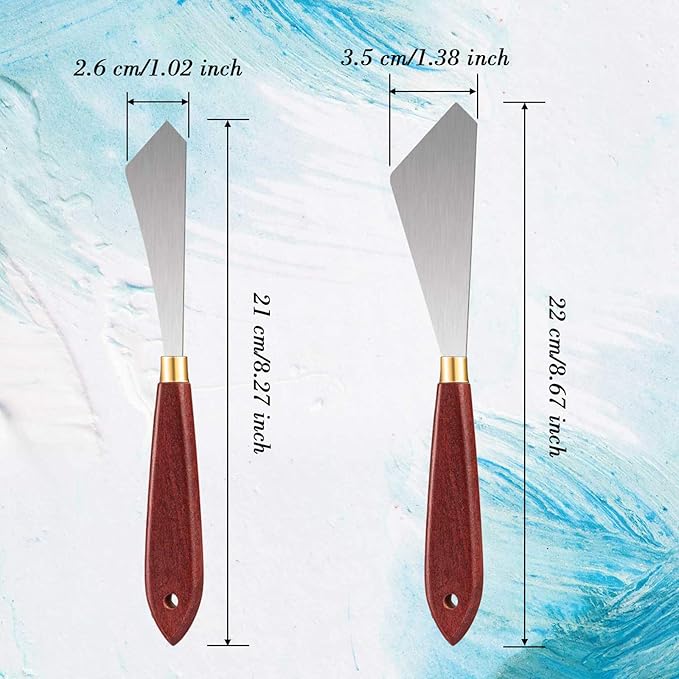 Painting Knife Set Painting Mixing Scraper Stainless Steel Palette Knife Painting Art Spatula with Wood Handle Art Painting Knife Tools for Oil Canvas Acrylic Painting (4 Pieces)