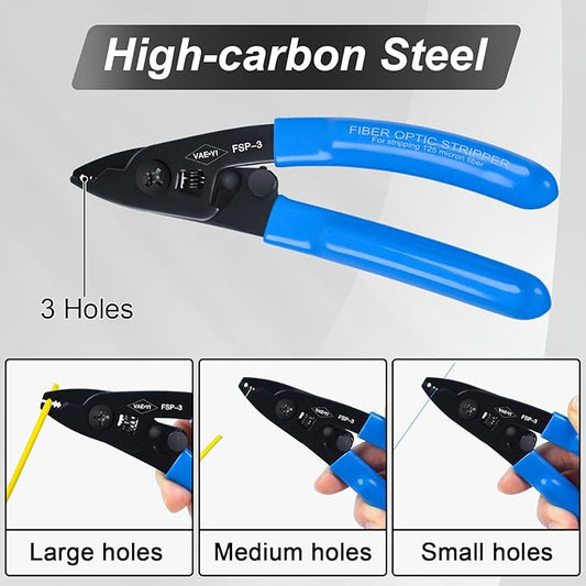 VAE쨌YI Fiber Stripper,HRC??0,Cable Stripper,Klein Wire Stripper,Fiber Optic Tools,Fiber Splicing Tools,Fiber Stripping Tool,High-carbon steel with Bule Anti Slip Handle (FSP-3)