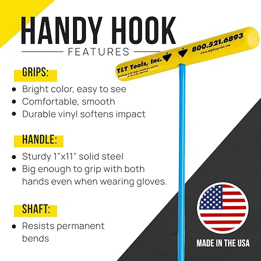 T&T Tools Heavy Duty Handy Hook ??Portable 30 Inch with 3/8" Round Pump Hook End ?밠ultipurpose Lifting and Pulling Tool for Manhole Covers, Septic Tanks, Storm Drains, Sewer Lids & More ?? Pack