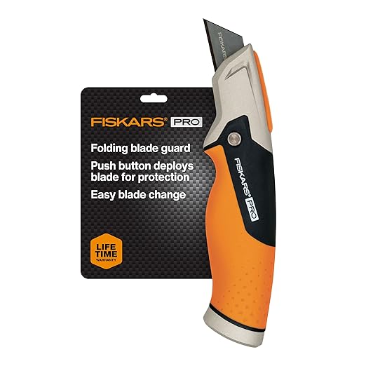 Fiskars 770010-1001 Pro Utility Knife, Fixed, Orange/Black