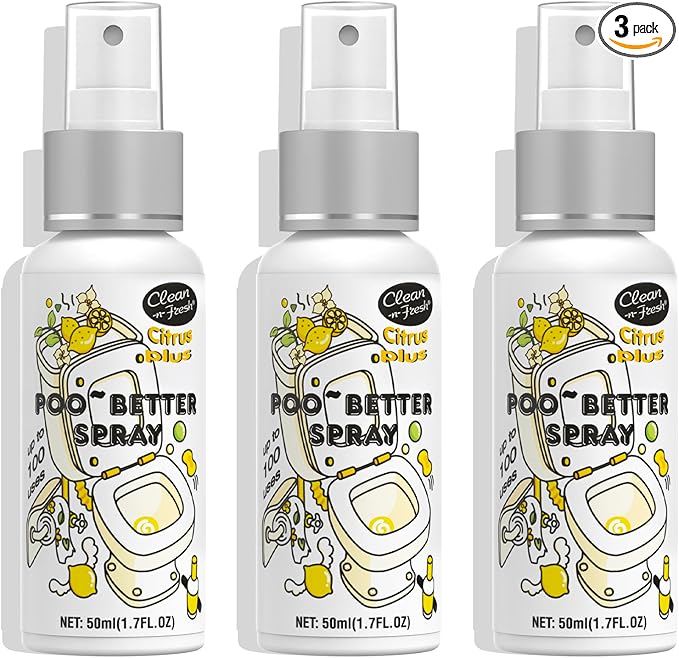 Clean-n-Fresh Toilet Spray, Pack of 3 - Citrus Scent, Bathroom & Toilet Odor Removers, Air Fresheners for Home, Travel Size Toiletries, Total 5.1 Fl Oz