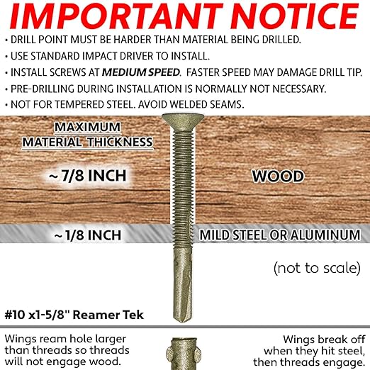 10x1-5/8 Reamer Tek Torx/Star Head Self-Drilling Wood to Metal Screws - for Flatbeds, Trailers - T-30 Torx Screw Head 5 Pound CASE 5,085 Screws