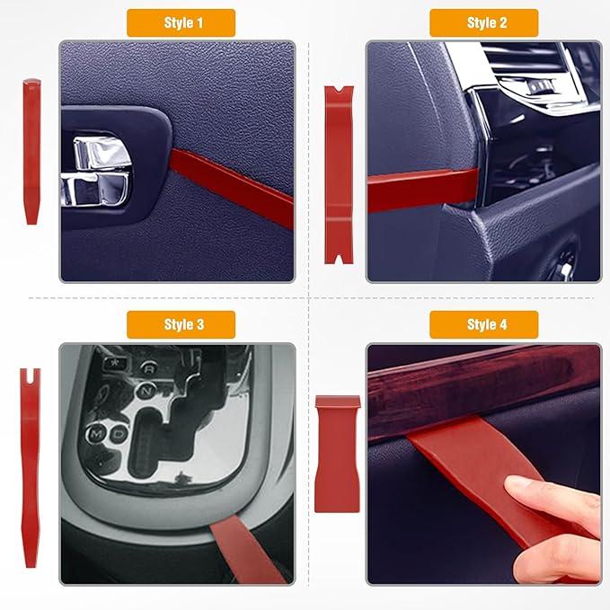 GOOACC 5PCS Auto Trim Removal Tool Kit No-Scratch Tool Kit for Car Audio Dash Window Molding Fastener Remover Tool Kit-Red