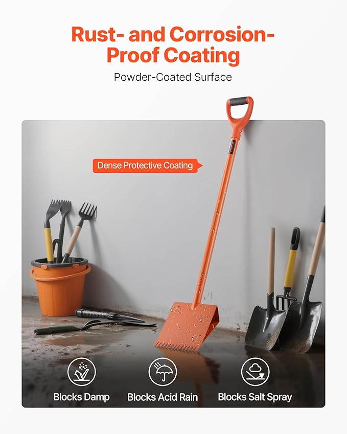 VEVOR Shingle Shovel 2 Pack, D-Grip Handle Shingle Roof Ripper, High Hardness 45# Steel & Lightweight Easy Tearing Off Roofing & Nails Tool, Ideal for Commercial and Residential Use,Orange