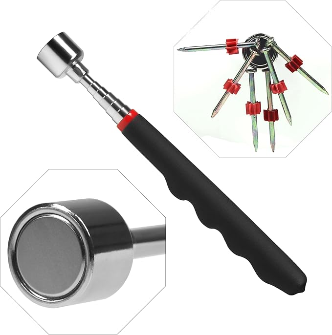 Extendable magnet pickup tool Telescopic Magnet Extendable 31" on Stick,magnet wand stick,magnetic sweepers tool,for Hard-to-Reach Mechanic Automotive clearance tools(3pcs)