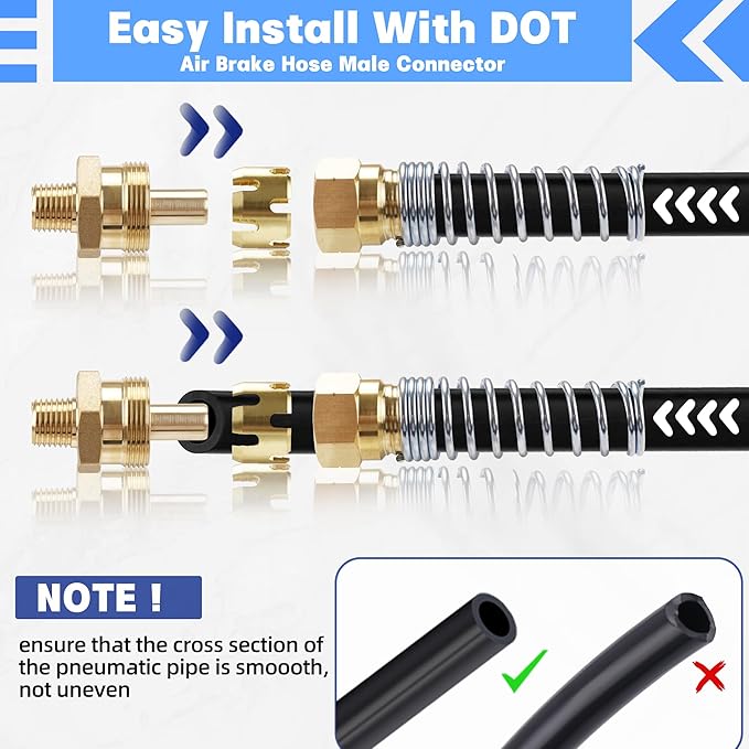3/8??Hose x 1/4??Male Connector with Spring Guard, Dazakoot 2 Pack Air Brake Hose End Fitting with 2 Pack 3/8??Sleeve Tube