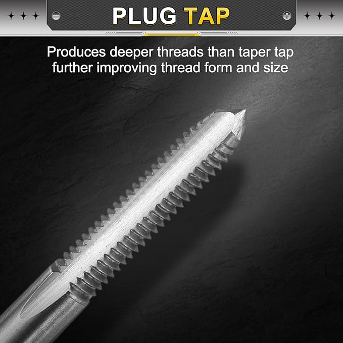 uxcell Hand Plug Tap M6 x 1 H2 Metric Thread Plug Style Taps Straight Flute Screw Tapping Threading Tool High Speed Steel HSS6542