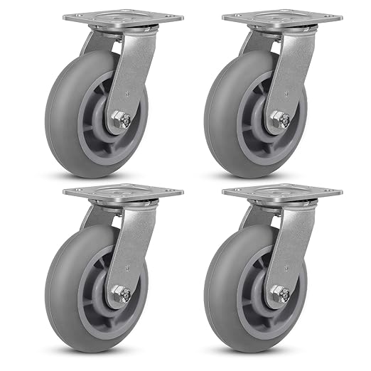 6" x 2" Heavy Duty Casters - 2000 LB Capacity- Thermoplastic Rubber Wheels(Crown Tread)- Caster Wheels for Furniture Platform Trucks Workbench (4 Pack Swivel)
