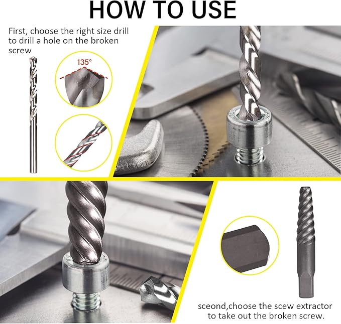 Topec 26Pcs Screw and Bolt Extractor Set, Easy Out Bolt Extractor Socket Set with Drill Bits, Stripped Screw Removal Tool for Broken, Damaged, Rounded Nuts