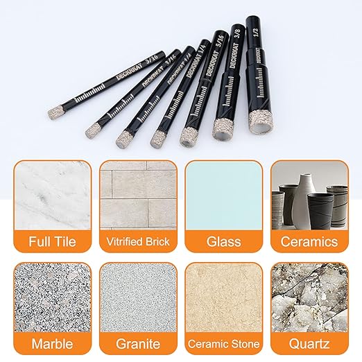 3 Packs Dry Diamond Drill Bits Set 9/16" 14mm Vacuum Brazed Diamond Hole Saws for Granite Tile Ceramic Marble Stone Glass and More Hard Materials (not for Wood), Round Shank with Storage Case