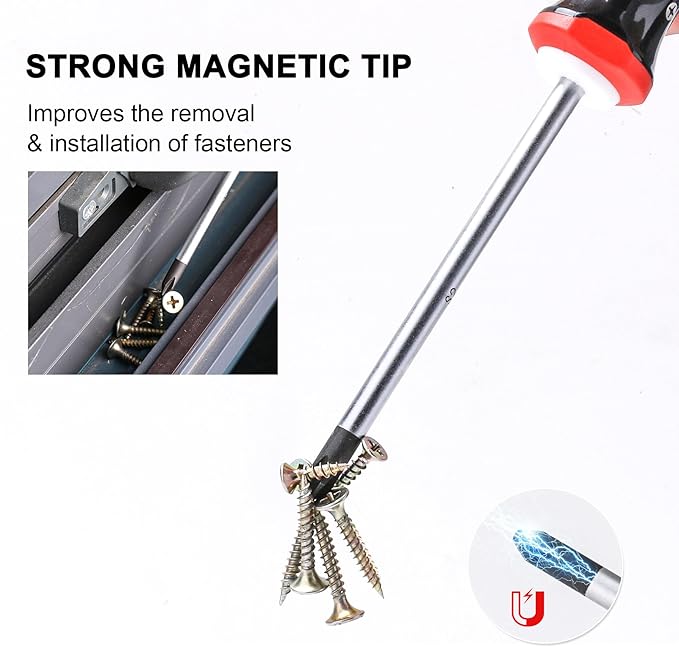 HAUTMEC 7PCS Pro Magnetic Screwdriver Set With Forged S2 Shanks, Magnetic Tips Screw Driver Set and Tri-Material Cushion Grip for Automotive Repair and Site Renovation