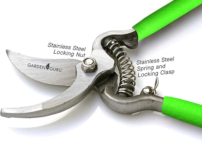 Garden Guru Classic Bypass Pruning Shears Clippers ??Heavy Duty Forged Steel Garden Pruners ??Safety Lock ??Non Slip Comfort Grips ??Cuts up to 1????Professional Bypass Pruners for Gardening (2 Pack)