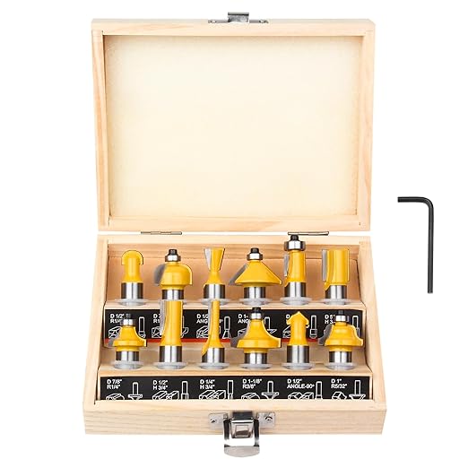 Router Bits Set 1/2 Inch Shank - BAIDETS 12 Pieces Tungsten Carbide Router Bits, Woodwork Tools
