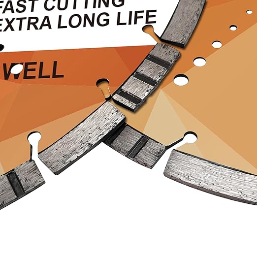 FEWELL 18" Concrete Diamond Saw Blade,Asphalt Diamond Blade Multi-Purpose for Cutting Hard Reinforced Concrete Asphalt Masonry Stone Terrazzo, Laser-Welded Segmented, 1"-20mm Bore