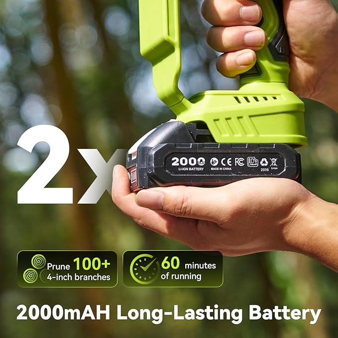 Mini Chainsaw Cordless, 8 Inch & 6 Inch Electric Chainsaw Battery Powered, 1000W Brushless Handheld Power Chain Saw with 2 Batteries, Tree Saw for Branch Trimming Wood Cutting, Gift for Men Women