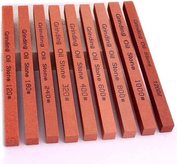 Sharpening Stone Set,9pcs Rectangular Sanding Sticks Knife Whetstone White Corundum Oil Stone for Knife,Most Bladed&Cutting Tool (5.9x0.39x0.39inch)