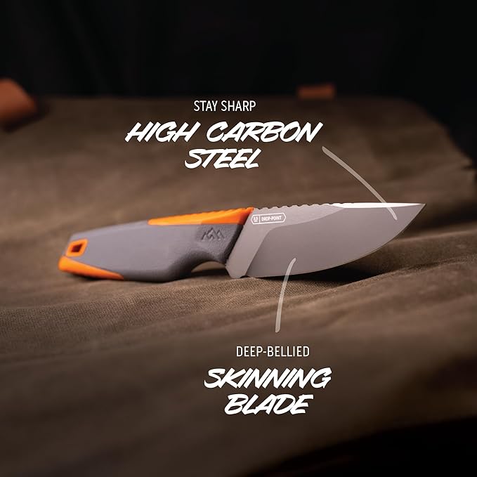OUTDOOR EDGE VANTEX - Premium 5" Boning Knife, High Carbon Steel, Ergonomic Handle & Titanium Coated Blade, Great for Field Dressing Processing Elk and Deer