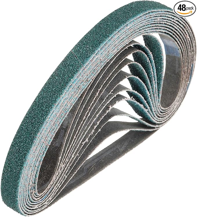 HARFINGTON 1/2 x 24 Inch Sanding Belts, 48 Pcs 60 Grit Zirconia Abrasive Belt Sander File Belt for Woodworking, Metal Polishing, Knife Sharpener