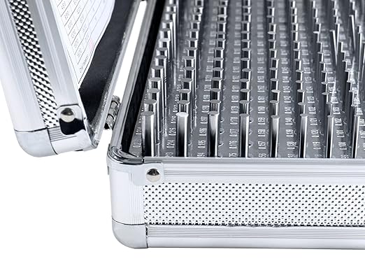 Accusize Industrial Tools - 190 Pc Precision Minus Class ZZ Pin Gauge Set, 0.061" to 0.250", 2" Length, Heat Treated, 60-62 RC, with Aluminum Case, M1(-) A