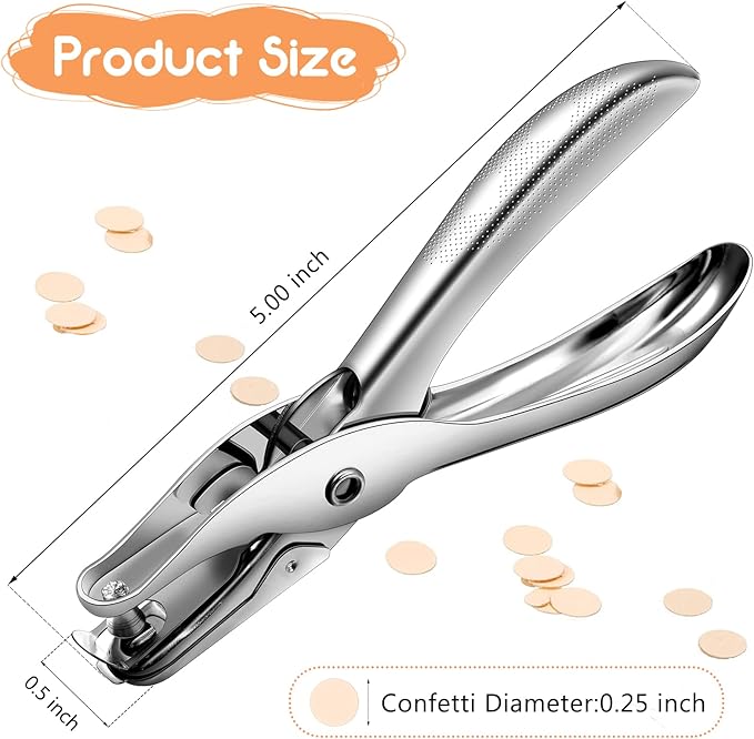 50 Pack 1 Hole Punch 1/4 Inch Single Hole Puncher Bulk Metal 5 Sheet Capacity Single Punch Set Silver Paper Punches for Greeting Cards Scrapbook Notebook Puncher Paper Hand Tool