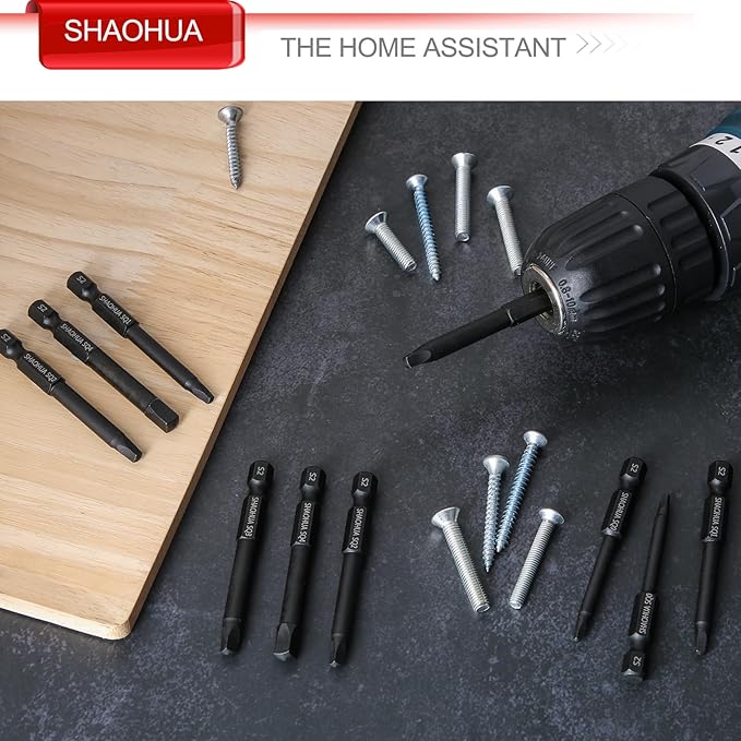 10PCS Square Drill Bit, 2.36" Magnetic Head Robertson Screwdriver, 1/4 Inch Hex Shank Square Bit Set Sizes #0,1,2,3 and #4, PREMIUM S2 Alloy Steel Robertson Driver Bits, Pocket Hole Screw Drill Bit