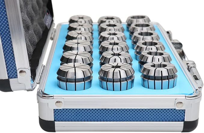 Accusize Industrial Tools - Precision ER32 Collet Set, 18 Pcs, Sizes 3/32'' to 25/32'', High Accuracy, Durable Storage Box, 0223-0880