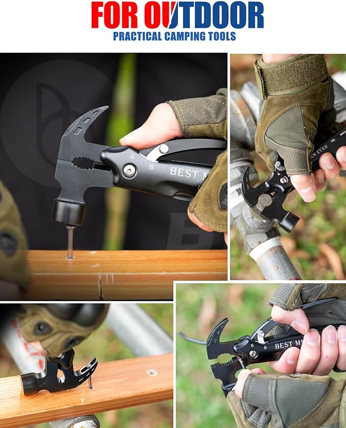 BIBURY Stocking Stuffers for Men, 12 in 1 Hammer Multitool White Elephant Gifts for Adults, Gift for Dad Who Have Everything, Mens Gift for Christmas, Cool Gadgets for Boyfriend Husband, Gift for Men
