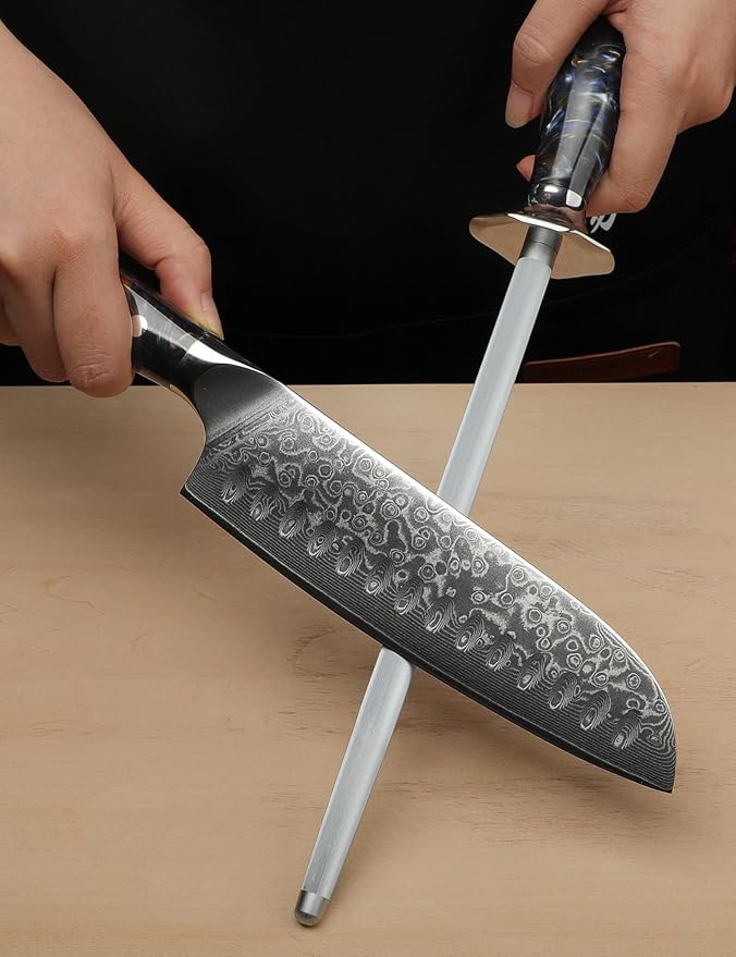 Honing Rod, Sharpening Steel for Kitchen Knives ??9" Honing Steel ??Resin Handle ??XUAN Series (Starry Black)