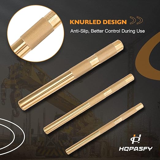 Brass Drift Punch Set, 3-Piece – 3/4"-19mm x 8", 1/2"-13mm x 7", 3/8"-10mm x 6", 25075 25076 25077 Brass Punches