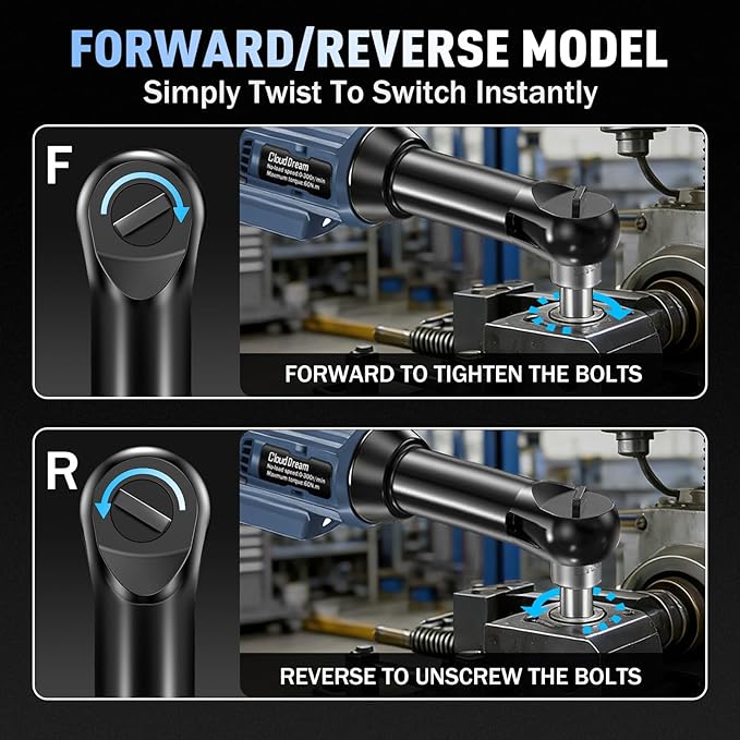 Cordless Ratchet Wrench, 4-inch Extended Ratchet Wrench with 2x 2.0Ah Battery,45FT-LBS (60N.m)Variable Speed Power Ratchet Driver Set with 6 Sockets,1/4 Adaptor, 3"Extension Bar (Blue-4in)