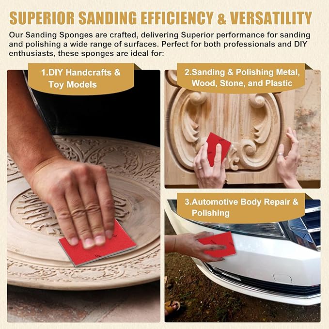 24pcs 2500Grits Sanding Sponge, Wet and Dry 4"x3" Sanding Block, Reusable Sand Paper for Metal Wood Drywall Walls Stone Automotive Paint Plastic DIY (2500 Grits)