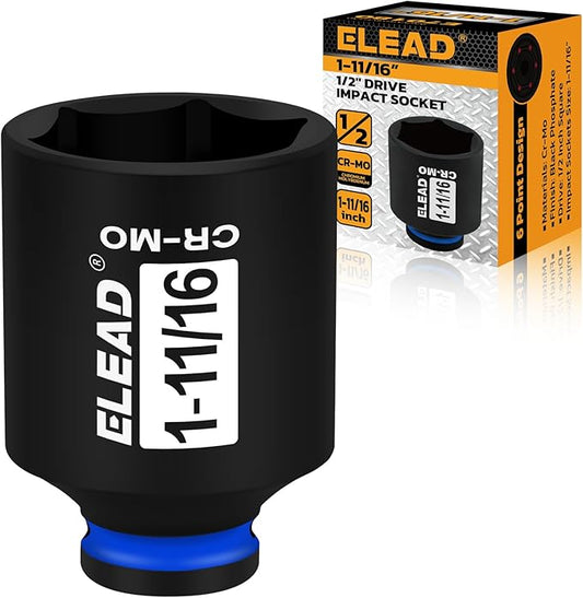 1/2" Drive Deep Impact Socket, 1-11/16 inch SAE 6 Point 1/2-inch Drive Impact Axle Nut Sockets, CR-MO Nut Socket Set, Oil Filter Sockets, Tools for Easy Removal of Axle Shaft Nuts