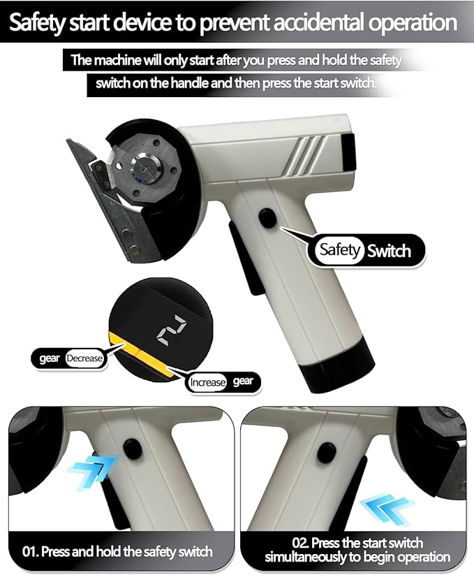 Cordless Scissors Electric Cutter: 4.2V Rechargeable LED Display Cardboard Cutting with 2 Blades LED Light Easy and Safe Cutting - Office Tailors Handmade Crafts and Warehouse (White)