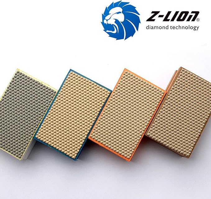 Z-Lion Resin Hand Polishing Pads for Stone Glass Ceramic Marble Granite Fine Sanding,Set of 4 Pcs