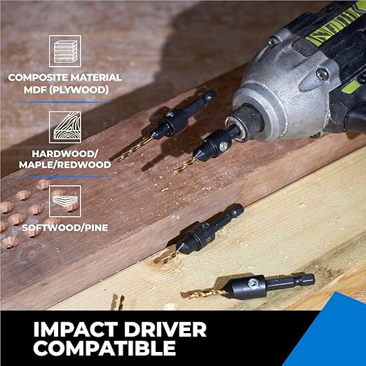 toolant 3pack#4 Silence Countersink Drill Bits Set for US Wood Screw, High-Speed Steel Counter Sink Drill Bit in One Step
