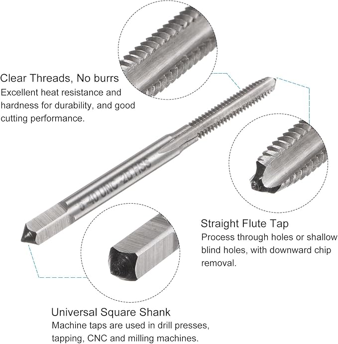 uxcell Tap and Drill Bit Set, 5-40 UNC Thread Tap & 3/32" Black Oxide Twist Drill Bit, Straight Flute Tap Tapping Threading Repair Tool Kit