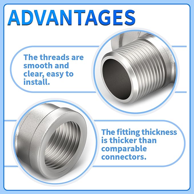 ChillWaves 304 Stainless Steel Pipe Fitting, Male Branch Tee 2" NPT Female x 2" NPT Male x 2" NPT Female Thread Adapter(1-PACK)
