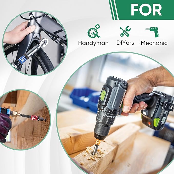 6PCS Impact Socket Adapter Set - 1/4", 3/8", 1/2" Drill Socket Adapters with Extension Driver Bit & Holder, Socket Drill Adapters Compatible with Power Drill and High Torque Impact Wrench