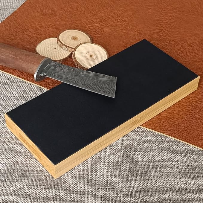 Leather Strop 7.8" with Knife Sharpening Stone 7",10000 Grit Whetstone, Final Fine Polishing stone, Natural Honing Oilstone for Knives Tools, Knife Sharpener (white stone with leather strop)
