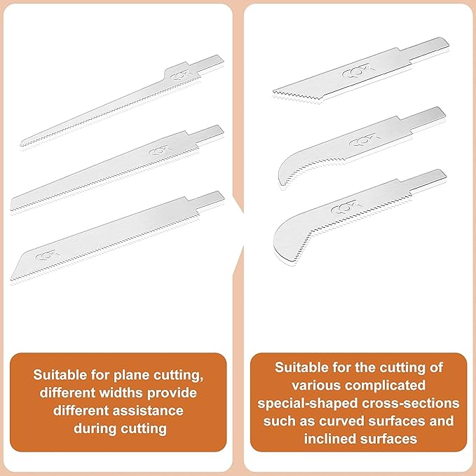 Mini Hand Saw Model Craft Blade Tools Razor Set 2 Handles with 12 Craft Blade Model Tool Hobby for Cutting Parts