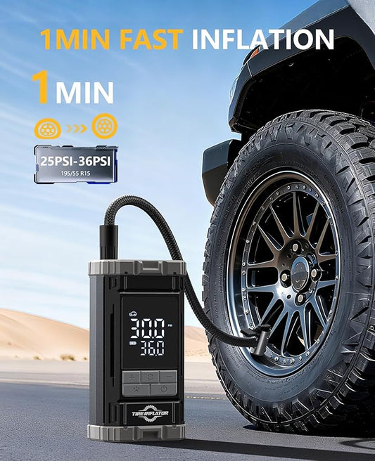 Tire Inflator Portable Air Compressor, 2X Fast Air Pump with Digital Gauge 150 PSI, Auto Shutoff for Roadside Inflation, Daily Car Care, Motorcycles, Bikes, and Sports Ball, One-Click Start