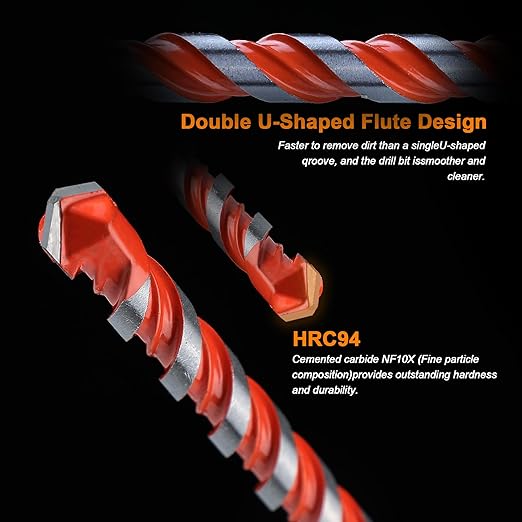 Concrete Carbide Drill Bits Hex Shank Masonry Cement Tile Drill Bit Set for Glass/Brick/Plastic/Cement/Tile 15/64" (10PCS)
