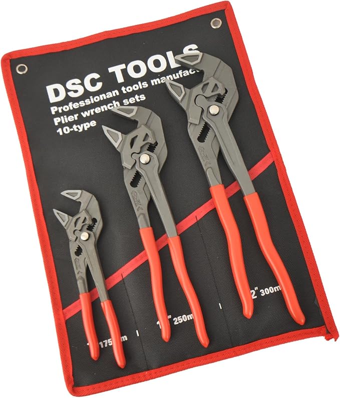 DSCTOOLS Multi-Use Adjustable Plier Wrench, Push Button Quick Adjust Tongue-and-Groove Pliers,Slip Joint Pliers, Plumbing Pliers (7/10/12Inch) (7"/10"/12"SET)