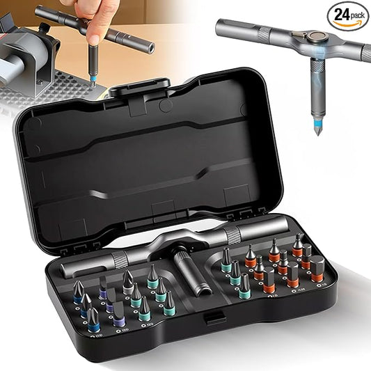 24 In 1 DIY Screwdriver Set Magnetic, 2025 New Multi Bit Screwdriver Sets Portable, Precision Screwdriver Kit Durable, Toolbox Screwdriver Set Suitable for Home Repair (1)